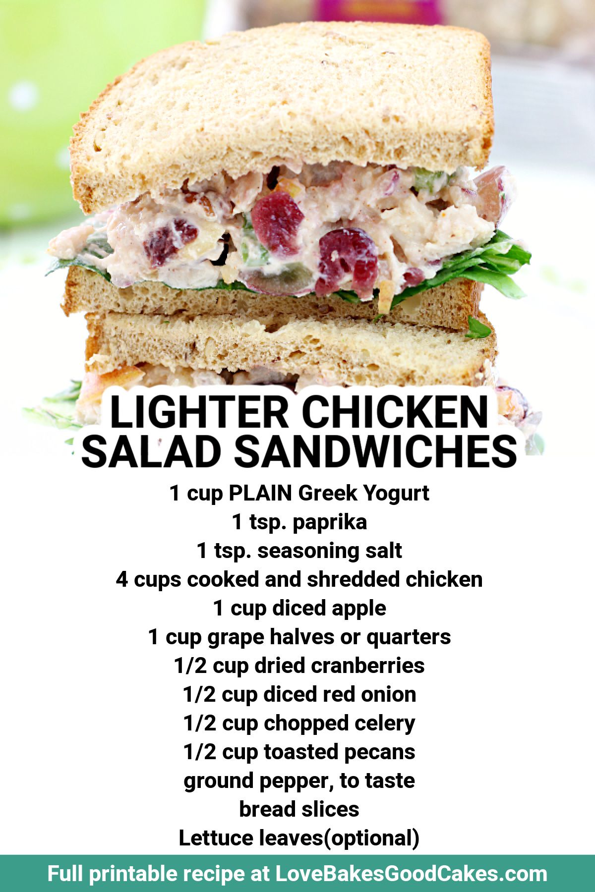 This Lighter Chicken Salad Sandwiches recipe makes a great lunch or dinner idea!