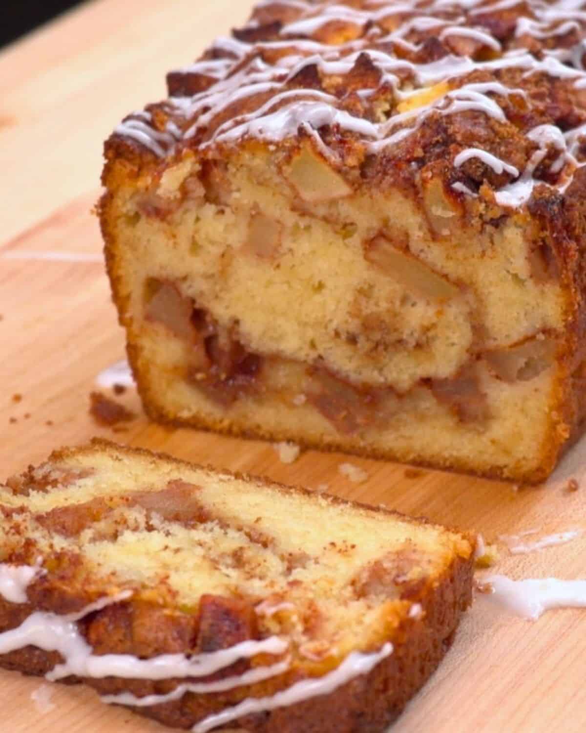 Apple Fritter Bread with glaze