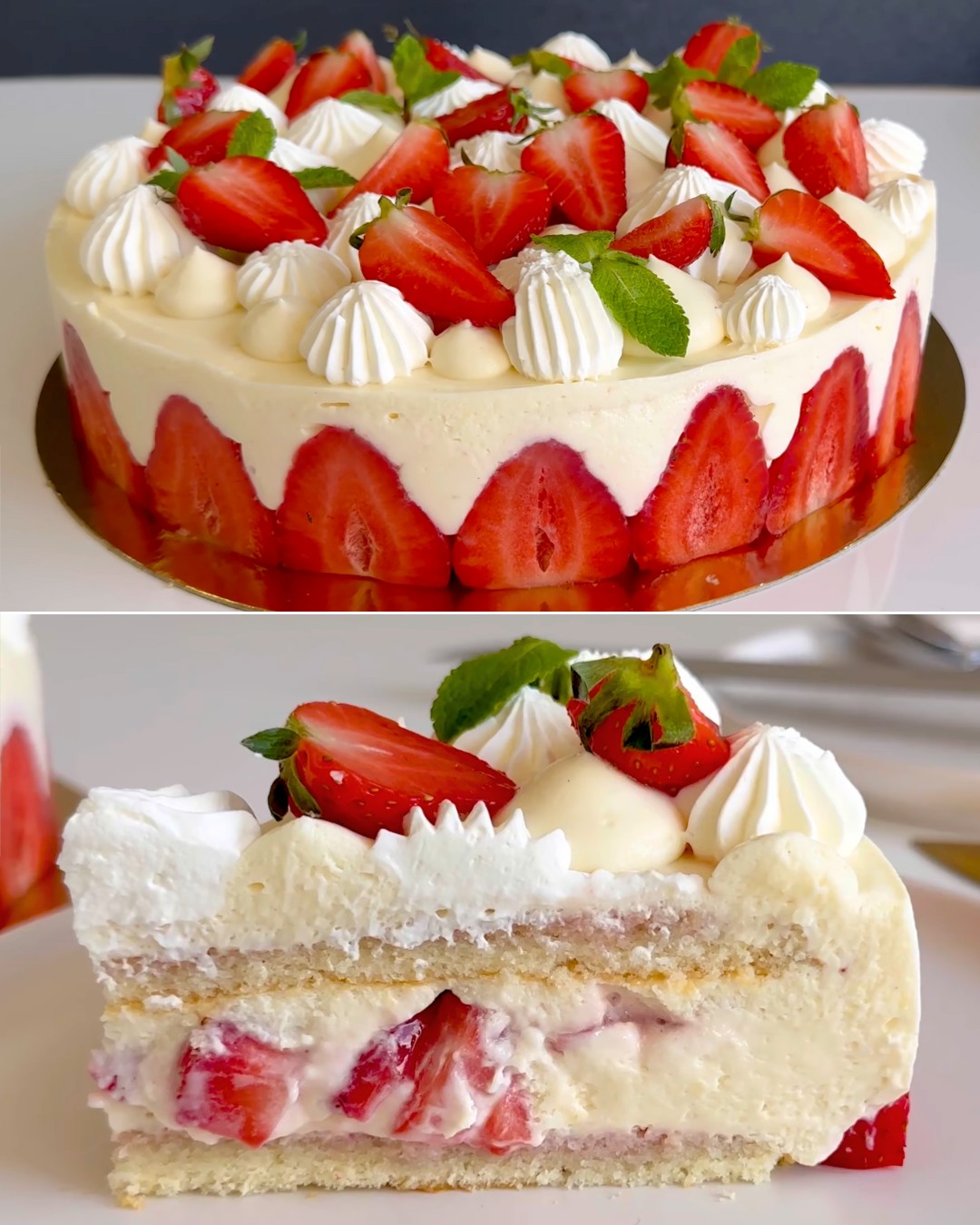 🍓Strawberries + diplomat cream = perfect cake 🍰✨ Here’s the recipe to make it super creamy