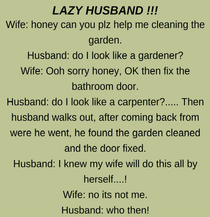 LAZY HUSBAND !!! (FUNNY STORY)