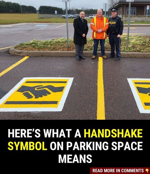 What does the handshake symbol on a parking space mean?