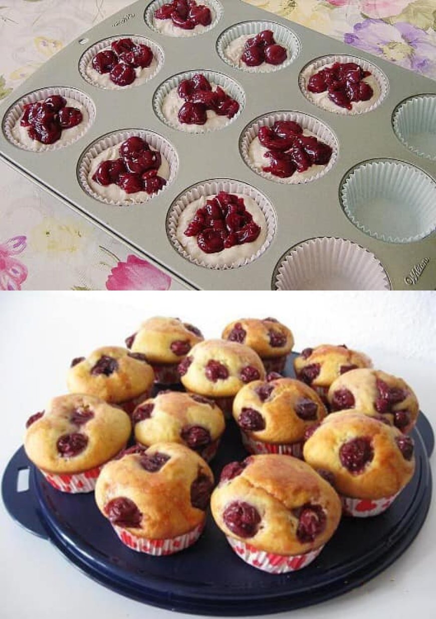 Unglaublich lecker, wunderbare Kirschmuffins in 10 Minuten