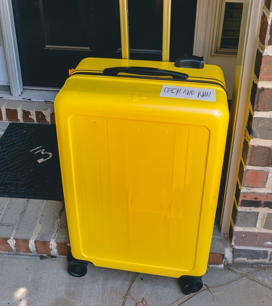 I Returned Home to Find a Big Yellow Suitcase on My Doorstep with a Note – When I Opened It, I Went Pale