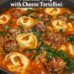 Meatball soup with cheese tortellini