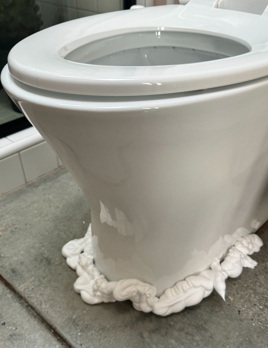 Lady sprays shaving cream around toilet bowl for this brilliant reason