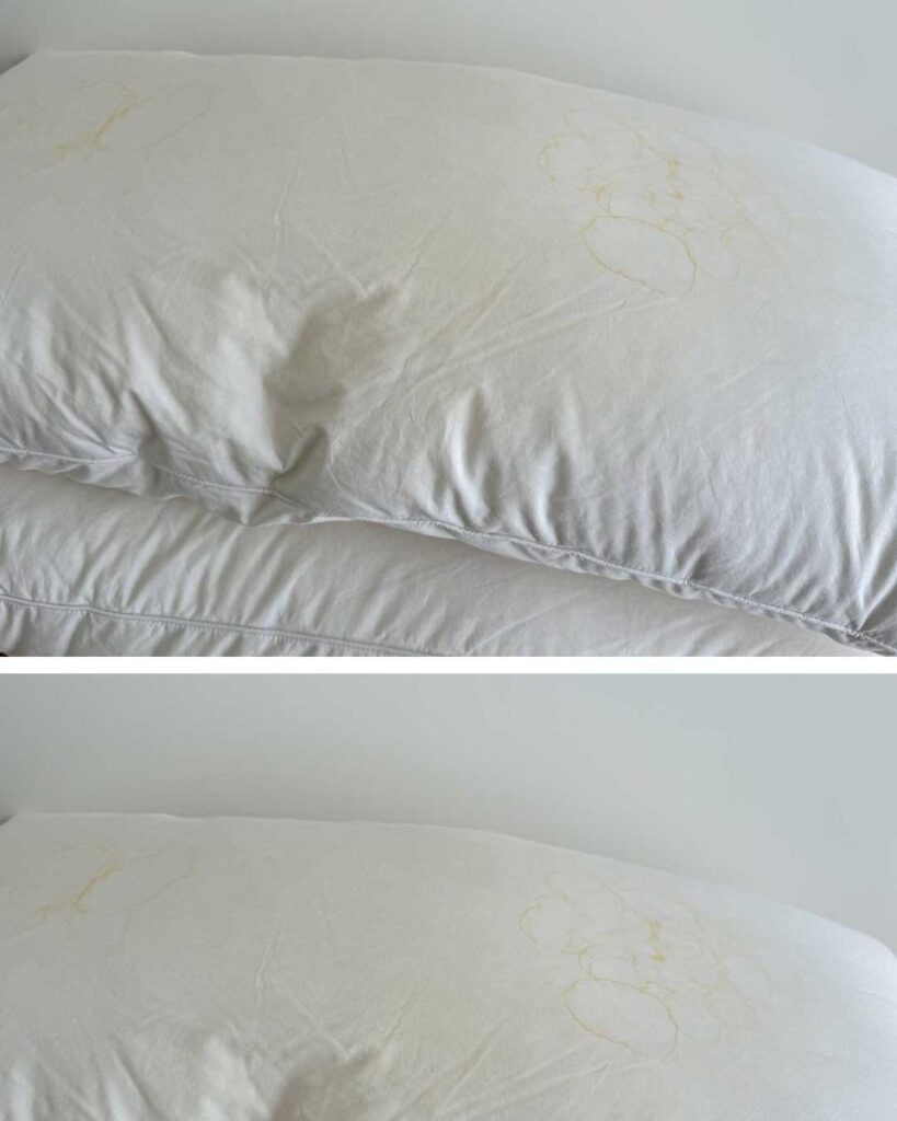 You’ve been doing it all wrong. The right way to whiten yellowed pillows for good